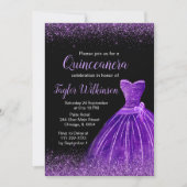 Invitation Robe violette foncée Faux Parties scintillant Quin (Devant)