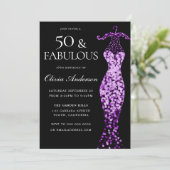 Invitation Robe violette glamour Fabuleux 50e anniversaire (Debout devant)