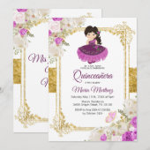 Invitation Robe violette Mexicaine Charra Mis XV Anos 1 (Devant / Derrière)