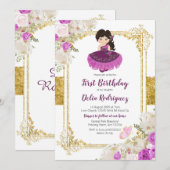 Invitation Robe violette Mexicaine Première Fille Anniversair (Devant / Derrière)