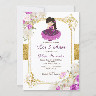 Invitation Robe violette mexicaine Troisième anniversaire 1 I