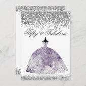 Invitation Robe violette Parties scintillant 50e anniversaire (Devant / Derrière)
