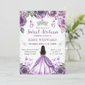 Invitation Robe Violette Peau Noire Princesse Douce 16 (Debout devant)
