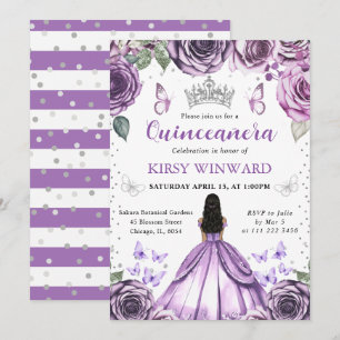 Invitation Robe Violette Peau Noire Princesse Quinceanera En