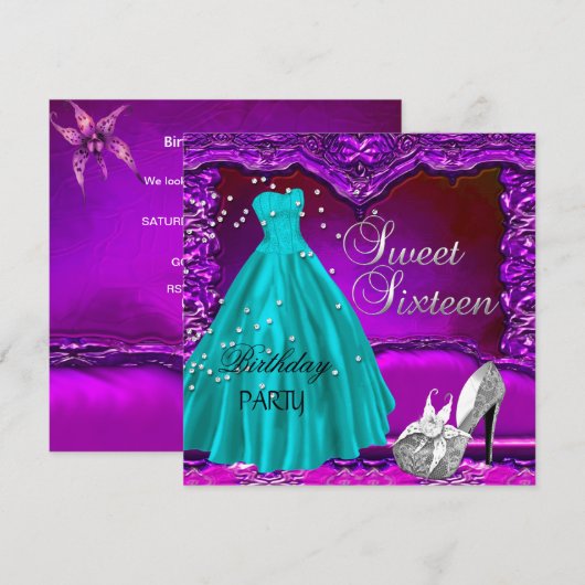 Invitation Robe violette pour les douze ans de mariage ou Swe (Devant / Derrière)