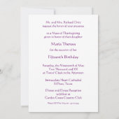 Invitation Robe violette Quinceanera 15e fête d'anniversaire (Dos)