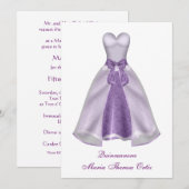 Invitation Robe violette Quinceanera 15e fête d'anniversaire (Devant / Derrière)