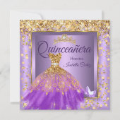 Invitation Robe violette Quinceañera Party talons hauts Or (Devant)