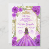 Invitation Robe violette & Rose Charra Mexicaine XV Anos (Devant)