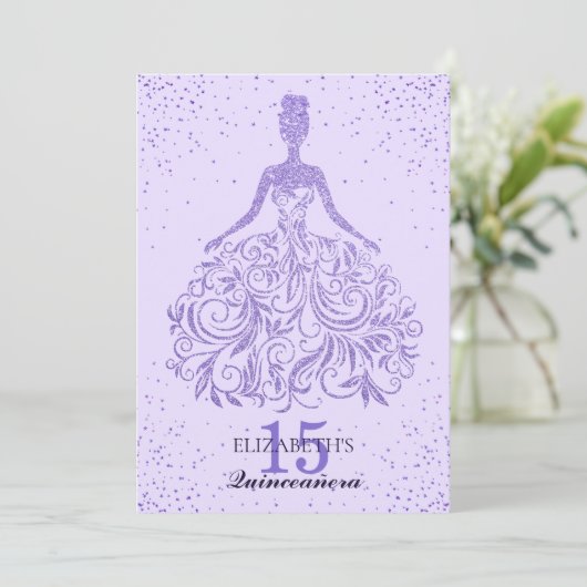 Invitation Robe violette violet Parties scintillant fille Qui (Debout devant)