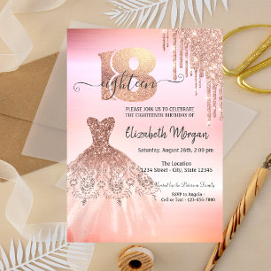 Invitation Robes à Gouttes Or Rose 18ème