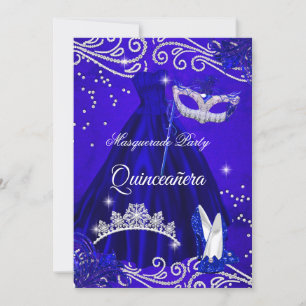 Invitation Robes à masque royales de Quinceanera bleues avec
