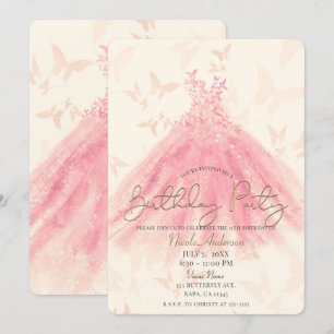 Invitation Robes à paillettes papillon danse pour fête d'anni