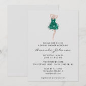 Invitation Robes à paillettes sarcelle pour fête de fiançaill (Devant / Derrière)