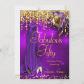 Invitation Robes à talons hauts violets dorés Fabulous 50 Par (Devant)