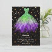 Invitation Robes aquarelles pailletées (Debout devant)