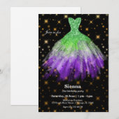 Invitation Robes aquarelles pailletées (Devant / Derrière)