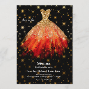 Invitation Robes aquarelles pailletées