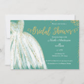Invitation Robes blanches et paillettes dorées Fête de douche (Devant)