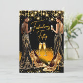 Invitation Robes Champagne Talons Dorés Anniversaire Fabuleux (Debout devant)
