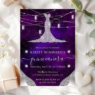 Invitation Robes de diamants et bocaux Mason Glam Quinceanera