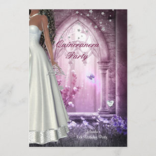 Invitation Robes de fête de 15 ans de Quinceanera rose et bla