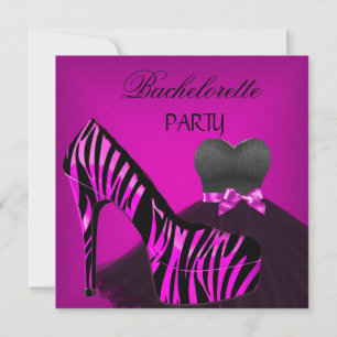 Invitation Robes de fête de Bachelorette Zèbre Rose Noir