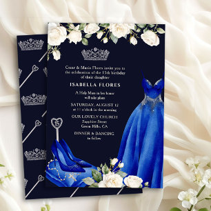Invitation Robes de princesse et roses bleues Quinceanera Mes