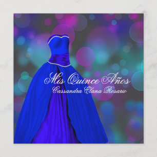 Invitation Robes de Quinceanera bleu rose pourpre Royal Navy