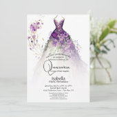 Invitation Robes de Quinceañera | Fleurs violettes (Debout devant)