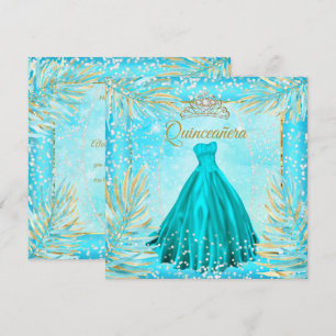 Invitation Robes de Tiare Bleu Sarcelle pour Quinceañera Fête