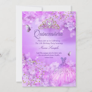 Invitation Robes florales violet rose pour princesse Quincean