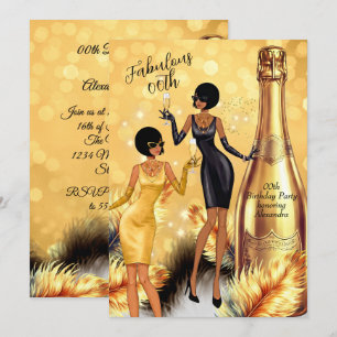 Invitation Robes noires dorées Champagne Fabulueuses pour Ann