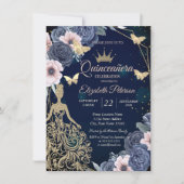 Invitation Robes,Papillons Étoiles Fleurs Quinceañera (Devant)