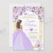 Invitation Robes Princess Purple Lavender Floral Mis Quince (Devant)