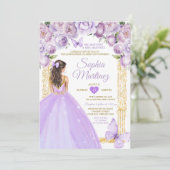 Invitation Robes Princess Purple Lavender Floral Mis Quince (Debout devant)