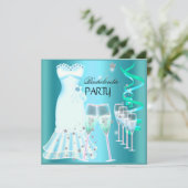Invitation Robes sarcelle bleu clair pour enterrement de vie (Debout devant)