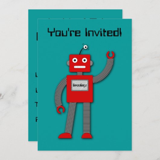 Invitation Robi l'invitation robotique rétro (Devant / Derrière)