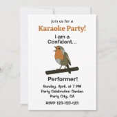 Invitation Robin Bird Interprète Confiant Karaoke de Fête Drô (Devant)