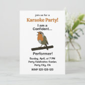Invitation Robin Bird Interprète Confiant Karaoke de Fête Drô (Debout devant)