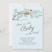 Invitation Robin Bird Spring Baby shower Co-Ed Genre Neutre (Devant)