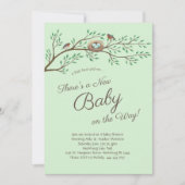 Invitation Robin Bird Spring Baby shower Co-Ed Genre Neutre (Devant)