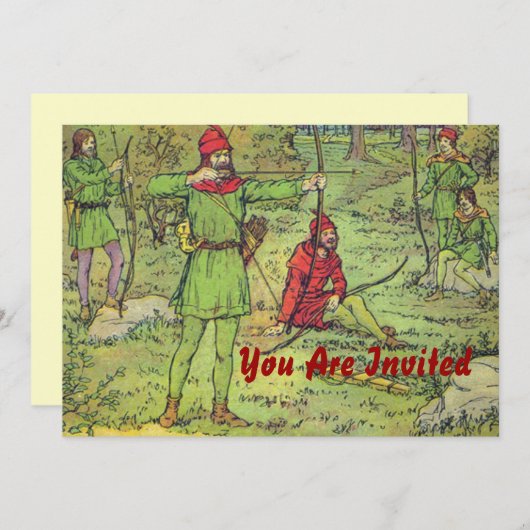 Invitation Robin Des Bois Dans La Forêt (Devant / Derrière)