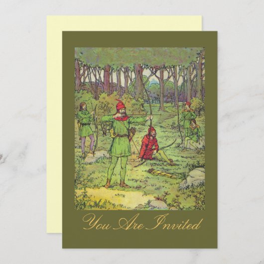 Invitation Robin Des Bois Dans La Forêt (Devant / Derrière)