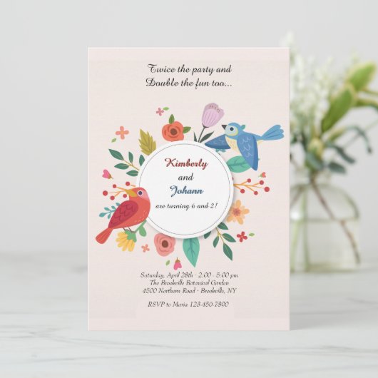 Invitation Robin et Blue Jay (Debout devant)