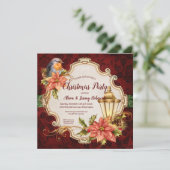 Invitation Robin et fête de Noël de lanterne (Debout devant)