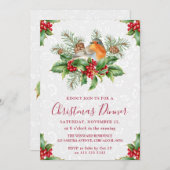 Invitation Robin et Holly Berry Dîner de Noël (Devant / Derrière)