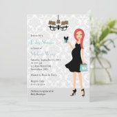 Invitation Robin Oeuf Bleu léopard Pregnant maman Baby shower (Debout devant)