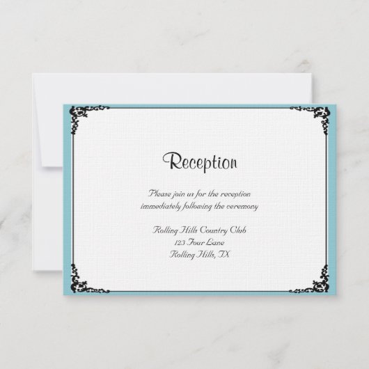 Invitation Robin Oeuf Bleu Posh Réception de mariage (Devant)