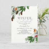 Invitation Robins et bébé de la douche de neige de merveilleu (Debout devant)